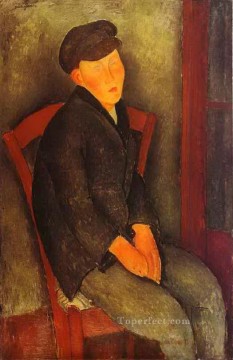niño sentado con gorra 1918 Amedeo Modigliani Pinturas al óleo